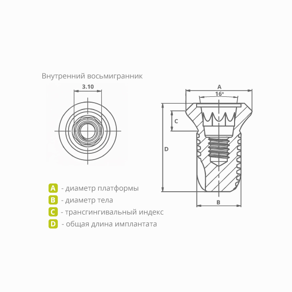 Схема линейки имплантов SimpleLine II